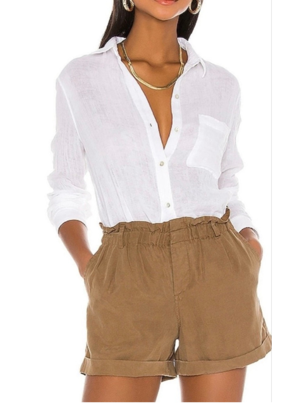 Rails White Linen Button-Down Shirt